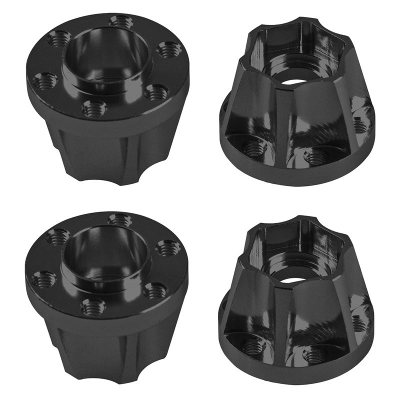 Vgoohobby Metal RC 12mm Wheel Hex Hub Extension Combiner Compatible with 1.9/2.2inch Wheel Rim Axial SCX10 Traxxas TRX4 D90 1/10 RC Crawler (15mm, Black) - Image 1
